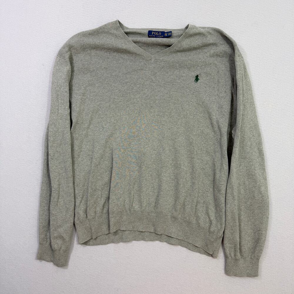 Polo Ralph Lauren Sweater Men's 2XL Gray Crewneck Preppy Pony Logo Vintage